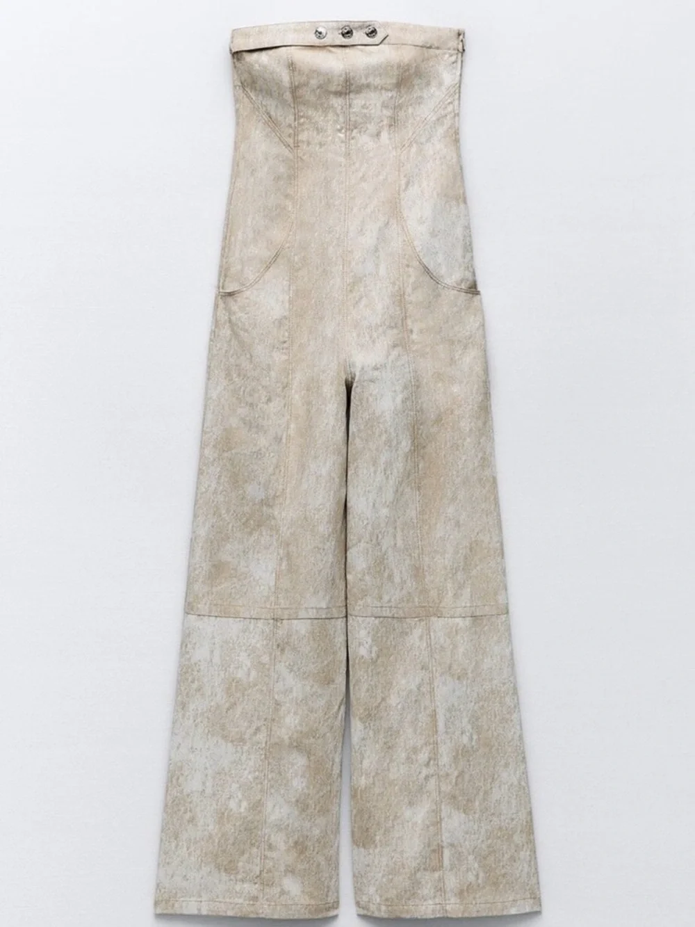 Zara | Blogger Fav Strapless Linen Blend Wide-Leg Jumpsuit ~ Small